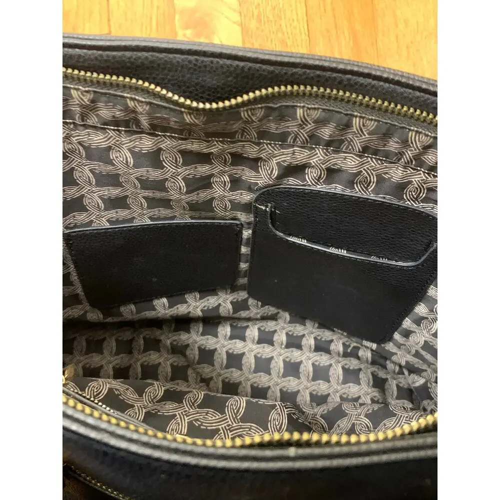 Miztique Black Vegan Leather Tote Work Chic Laptop Commuter